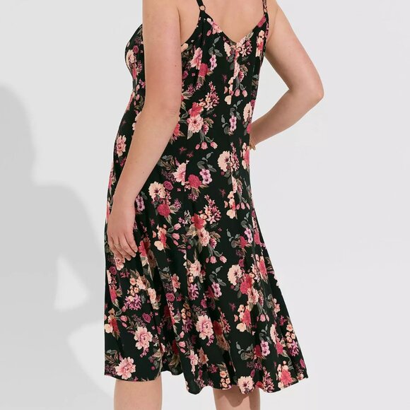 ❤️NWT VINTAGE TORRID MIDI TRAPEZE POCKETS DRESS - SLEEVELESS FLORAL - PLUS SIZE - Picture 3 of 13